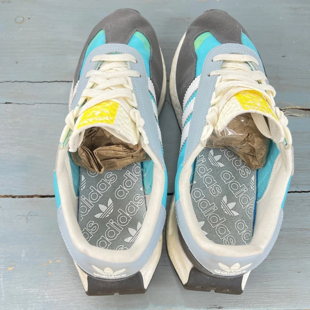 Adidas Retropy E5 Mens 9.5 Pulse Blue Grey White Boost Sneakers check details!!!
